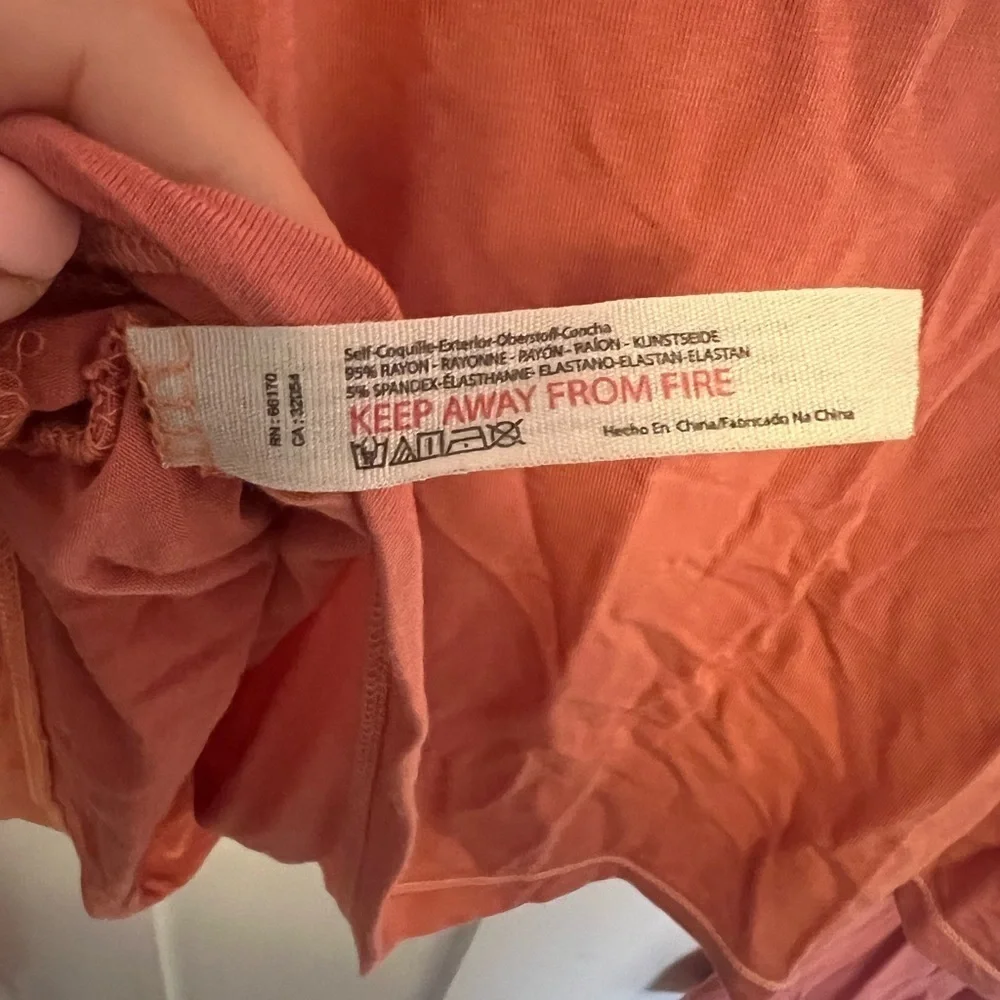 Free People Essentials Pajama Top Size L Button Front Long Sleeve Cropped peach